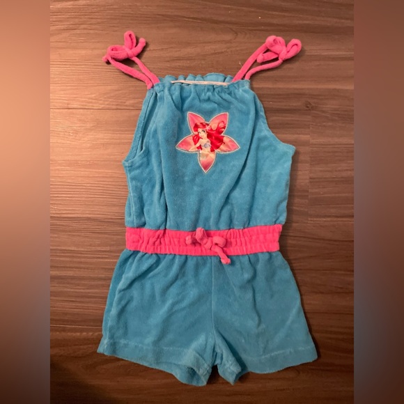 Disney Princess Blue and Pink Ariel Girls one piece short romper size 5T - Picture 1 of 6